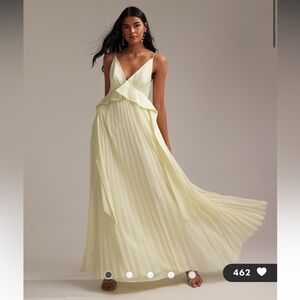 ASOS Soft Yellow Pleated Maxi Dress